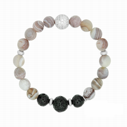 Botswana Agate and Lava Diffuser Bracelet-  Gift Idea
