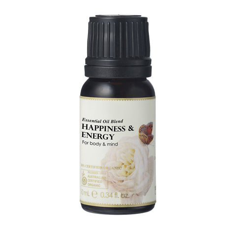 Happiness and Energy Free Essential Oil Blend 10ml - 100% Certified Organic Ausganica