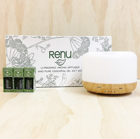 Ultrasonic Aroma Mist Diffuser Essential Oil Trio Gift Set - Renu Aromatherapy