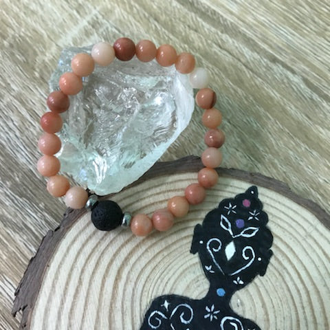 Kid's Pink Aventurine and Lava Stone Aroma Diffuser Bracelet