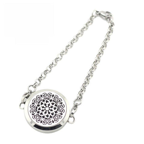 Whimsical Design Aromatherapy Diffuser Bracelet - Silver Tone