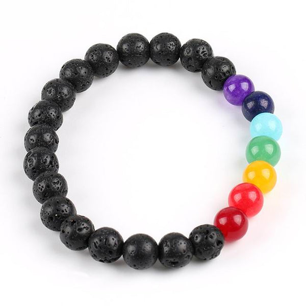 7 Chakra Gemstone and Lava Stone Healing Diffuser Bracelet