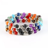 7 Chakra Buddha and Lava Healing Stone Diffuser Bracelet - Tibetan Silver Plate