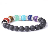 7 Chakra Lava Healing Stone Aromatherapy Diffuser Bracelet - Rhinestone Spacers