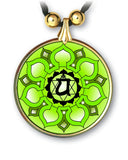 Heart Chakra Sanskrit Mandala Pendant and Earrings - handcrafted by Hermit Studios