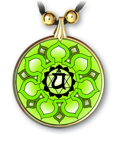 Heart Chakra Sanskrit Mandala Pendant and Earrings - handcrafted by Hermit Studios