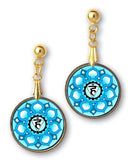 Throat Chakra Sanskrit Mandala Pendant and Earrings - handcrafted by Hermit Studios