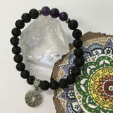 Chakra Healing Gemstone and Lava Aromatherapy Diffuser Bracelets with Chakra Symbol Charm