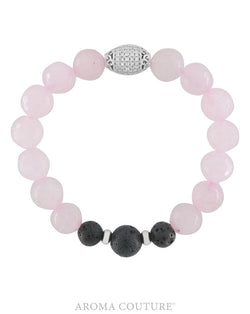 Ladies Rose Quartz and Lava Healing Gemstone Diffuser Bracelet handmade by Aroma Coutur