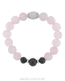Ladies Rose Quartz and Lava Healing Gemstone Diffuser Bracelet handmade by Aroma Coutur