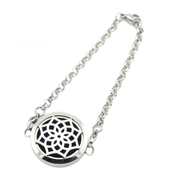 Blossom Design Aromatherapy Diffuser Bracelet - Silver Tone