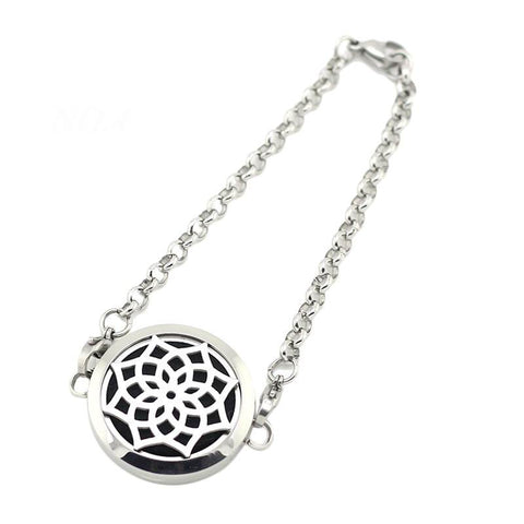 Blossom Design Aromatherapy Diffuser Bracelet - Silver Tone