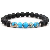 Sea Sediment Jasper Gemstone and Lava Healing Aroma Diffuser Bracelets - 6 Colours