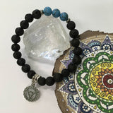 Chakra Healing Gemstone and Lava Aromatherapy Diffuser Bracelets with Chakra Symbol Charm