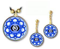 Brow (Third Eye) Chakra Sanskrit Mandala Pendant and Earrings - handcrafted by Hermit Studios