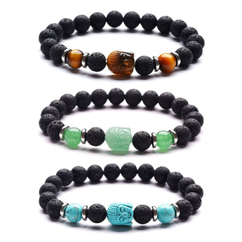 Buddha, Gemstone and Lava Healing Aroma Diffuser Bracelet - LIMITED EDITION
