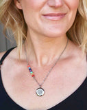 Chakra and Meditate Aromatherapy Diffuser Necklace handmade by Aroma Couture with ECO Friendly Bamboo Pads