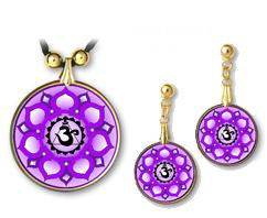 Crown Chakra Sanskrit Mandala Pendant and Earrings - handcrafted by Hermit Studios
