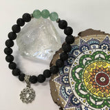 Chakra Healing Gemstone and Lava Aromatherapy Diffuser Bracelets with Chakra Symbol Charm