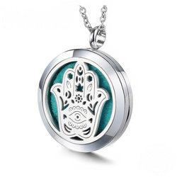 Hamsa-Hand-Design-Aromatherapy-Diffuser-Necklace-316L-Stainless-Steel- Aromatherapy-Jewellery-Australia