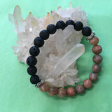 Ladies Peach Moonstone and Lava Stone Aroma Diffuser Bracelet - the feminine soothing stone