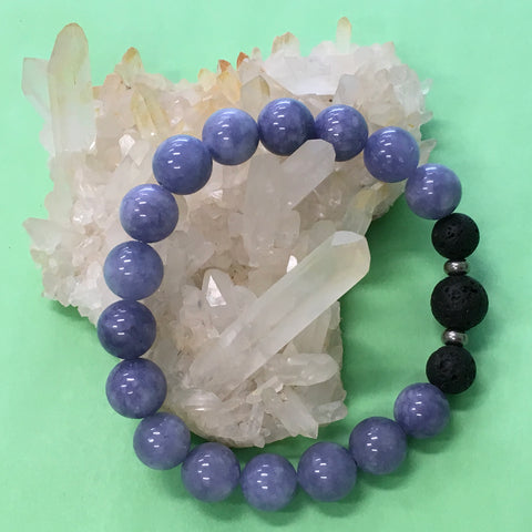 Ladies Angelite and Lava Stone Aroma Diffuser Bracelet