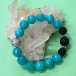 Handmade Ladies Blue Aventurine and Lava Stone Aroma Diffuser Bracelet  - the leadership stone - Aromatherapy Jewellery Australia