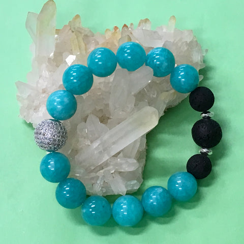 Handmade Ladies Blue Aventurine and Lava Stone Aroma Diffuser Bracelet  - the leadership stone - Aromatherapy Jewellery Australia