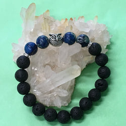 Sea Sediment Jasper Gemstone, Owl and Lava Healing Aroma Diffuser Bracelets - 5 Colours