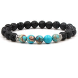 Sea Sediment Jasper Gemstone and Lava Healing Aroma Diffuser Bracelets - 6 Colours