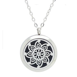 Kaleidoscope Design Aromatherapy Essential Oil Diffuser Necklace 25mm Silver - Free Chain