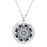 Kaleidoscope Design Aromatherapy Essential Oil Diffuser Necklace 25mm Silver - Free Chain