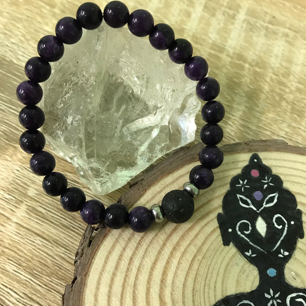 Kid's Charoite and Lava Stone Aroma Diffuser Bracelet