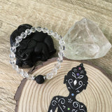 Kid's Clear Crystal Quartz and Lava Stone Aroma Diffuser Bracelet