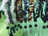 Healing Gemstone Chip Bracelets with Lava Stone Charm  - wide variety