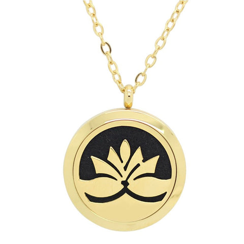 Lotus Flower Design Aromatherapy Diffuser Necklace - Free Chain