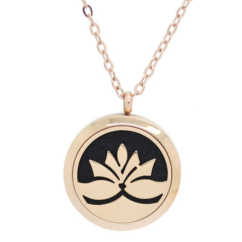 Lotus Flower Design Aromatherapy Diffuser Necklace - Free Chain