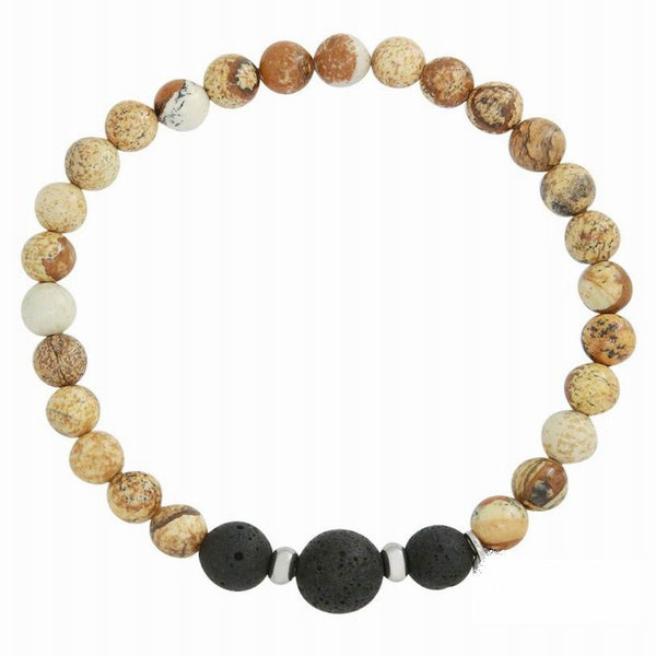 Gent's Picture Jasper and Lava Diffuser Bracelet - Fathers Day Gift Idea