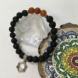 Chakra Healing Gemstone and Lava Aromatherapy Diffuser Bracelets with Chakra Symbol Charm