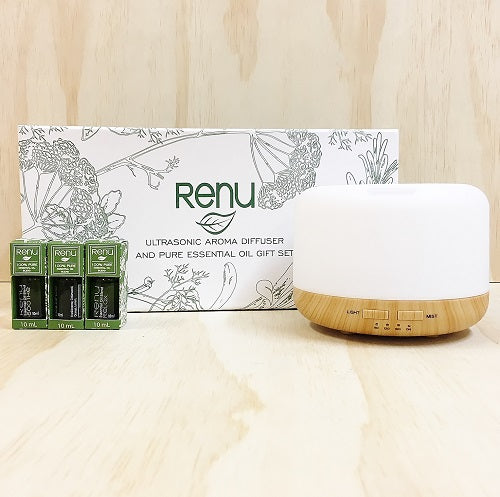 Ultrasonic Aroma Mist Diffuser Essential Oil Trio Gift Set - Renu Aromatherapy