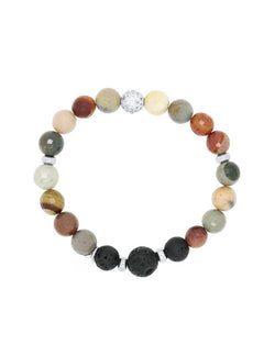 Womans Polychrome Jasper and Lava Aromatherapy Diffuser Bracelet