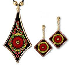 Celtic Knot Poppy Pendant and Earrings - handcrafted by Hermit Studios