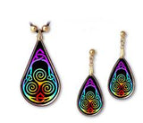 Celtic Knot Rainbow Aura Pendant and Earrings - handcrafted by Hermit Studios