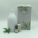Ceramic Ultrasonic Mist Diffuser Gift Set (USB Powered) - Australian Natives Essential Oil Blend - Bushland 10 ml - Gift Idea