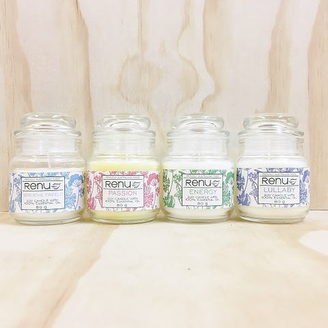 Mini Candle Jars Breathe Freely, Energy, Lullaby and Passion 80g - Renu Aromatherapy