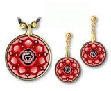 Root Chakra Sanskrit Mandala Pendant and Earrings - handcrafted by Hermit Studios