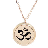 Sanskrit Om Design Aromatherapy Diffuser Necklace - Rose Gold 30mm - Free Chain