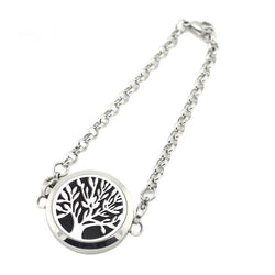 Tree of Life Design Aromatherapy Diffuser Bracelet - Silver Tone