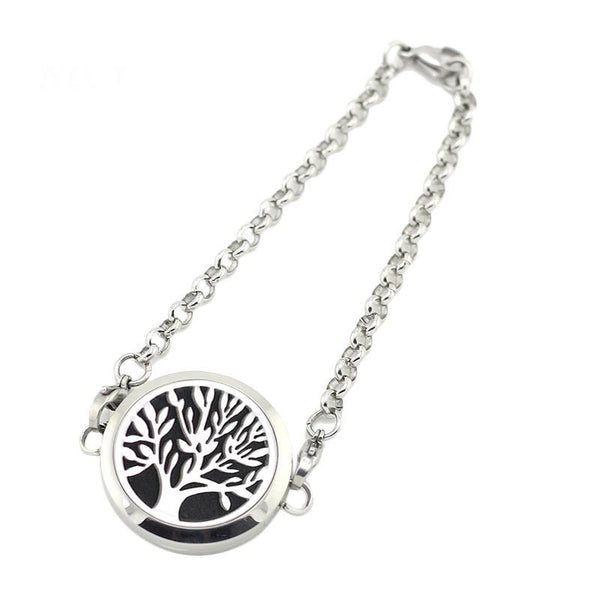 Tree of Life Design Aromatherapy Diffuser Bracelet - Silver Tone