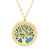 Tree of Life Design with Crystals Aromatherapy Diffuser Necklace - Free Chain